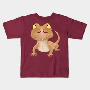 Cute funny bearded dragon lizard cartoon Kids T-Shirt